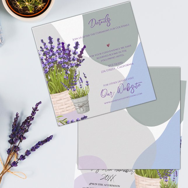 Lavendel Blume Lila Blumenzeitsdetails Begleitkarte (Lavender Flowers Purple Floral Wedding Details Enclosure Card)