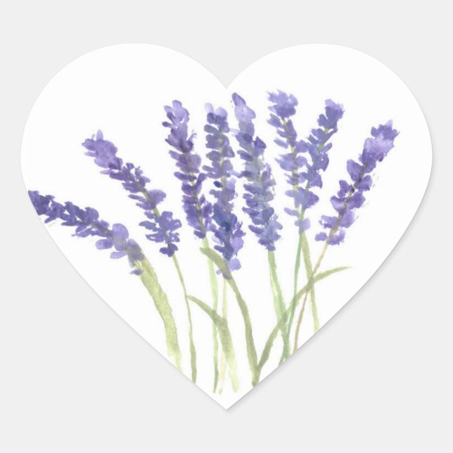 Lavendel-Blume Lila Herz-Aufkleber (Vorderseite)