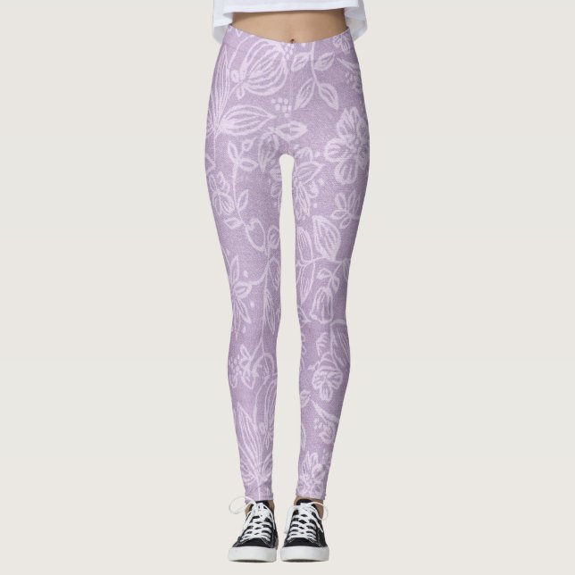 Lavendel Blume Lila Leggings (Vorderseite)