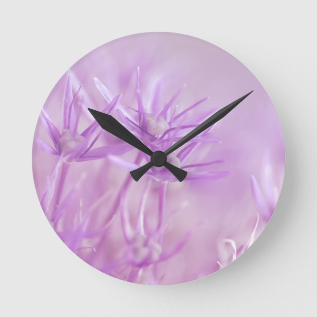 Lavendel-Blume Lila Runde Wanduhr (Vorderseite)