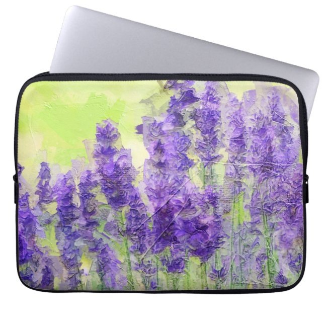 Lavendel Blume Lila Wasserfarben Laptopschutzhülle (Vorderseite)