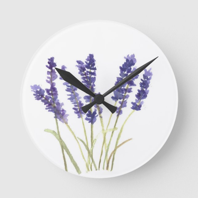 Lavendel-Blume Runde Wanduhr (Vorderseite)