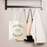 Lavendel-Blume Tragetasche<br><div class="desc">Transparenter Hintergrund Mit Lavendel-Blume und Eukalyptusgrün dekoriert. Personalisieren Sie Ihren Namen und fügen Sie ihn hinzu. Zurück: kein Design</div>
