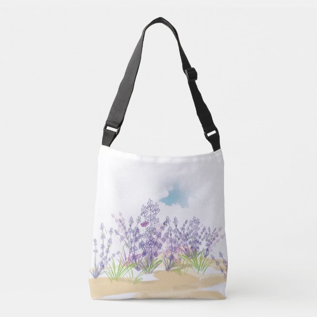 Lavendel-Blume Tragetaschen Mit Langen Trägern (Vorderseite)