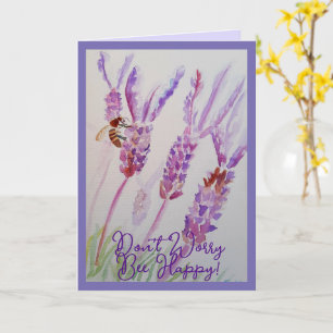 Lavendel Blume und Bee Happy Malerei Karte