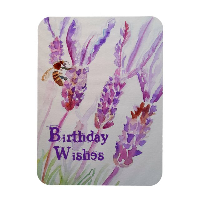 Lavendel Blume und Bienenkarte Geburtstagskarte Magnet (Vertikal)