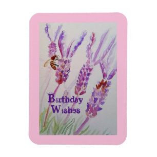 Lavendel Blume und Bienenkarte Geburtstagskarte Magnet