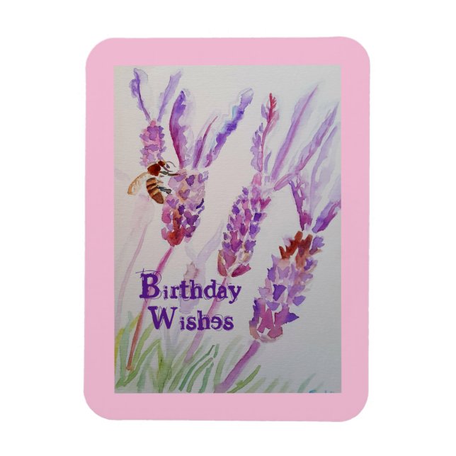 Lavendel Blume und Bienenkarte Geburtstagskarte Magnet (Vertikal)