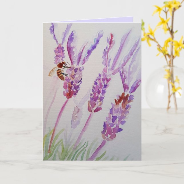 Lavendel Blume und Bienenstromkarte Karte (Gelbe Blume)