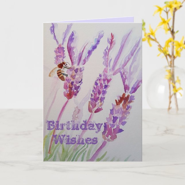 Lavendel Blume und Bienenstromkarte Karte (Gelbe Blume)