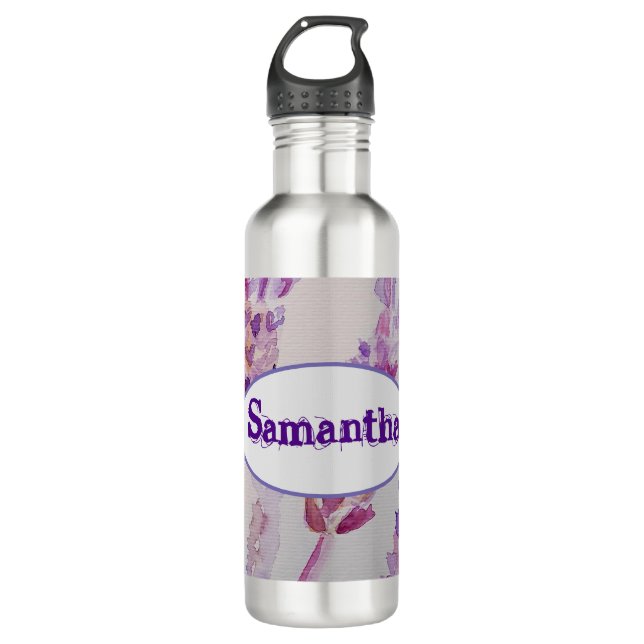 Lavendel Blume und Bienenwasser Geburtstag Edelstahlflasche (Vorderseite)