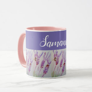 Lavendel Blume und Bienenwasser Geburtstagsfarbe T Tasse