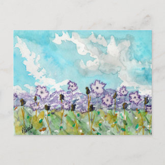 Lavendel-Blume und Wolken Postkarte