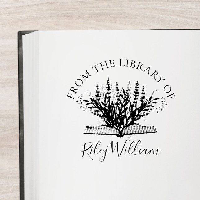 Lavendel-Blume wächst aus dem Buch-Buchzeichen Permastempel (In situ)