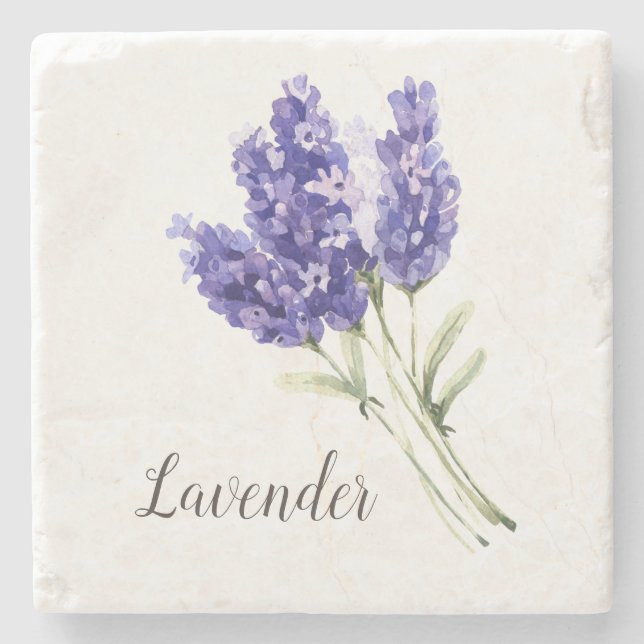 Lavendel-Blume Wasserfarbe Steinuntersetzer (Vorderseite)
