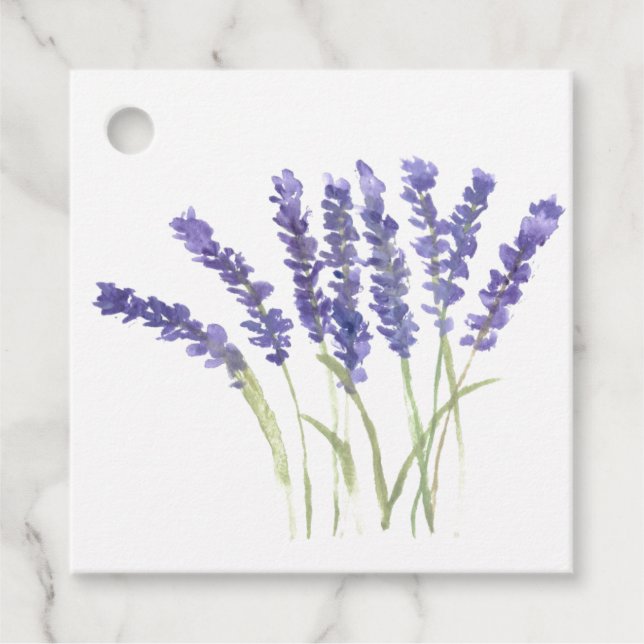 Lavendel-Blume Wasserfarbene, rustikale Kräuter Geschenkanhänger (Vorderseite)