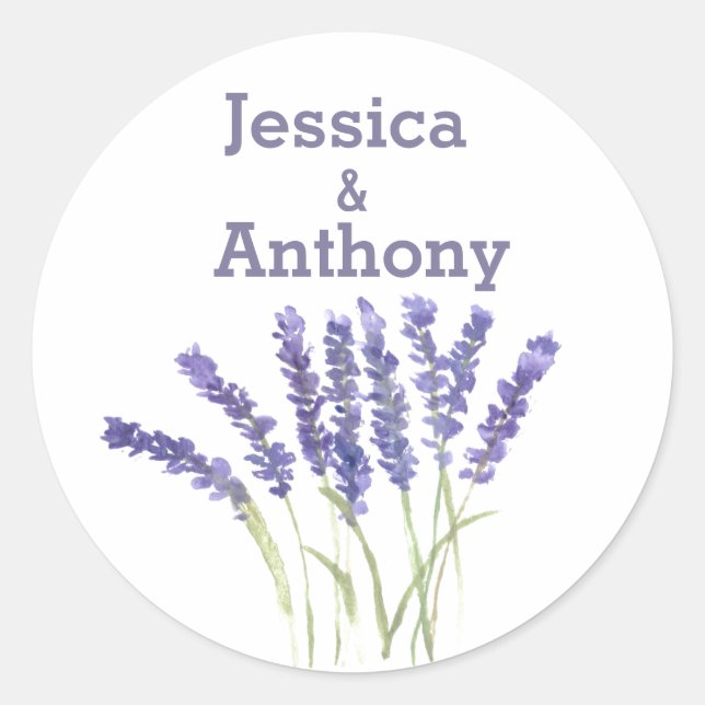 Lavendel-Blume Wasserfarbene, rustikale Kräuter Runder Aufkleber (Vorderseite)