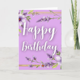 Lavendel-Blumen-Aquarell-Glückwunsch zum Geburtsta Karte