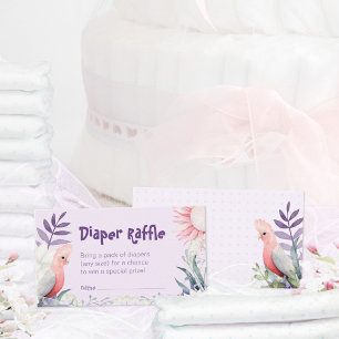 Lavendel Blumen Baby Shower Windel Lotterie Begleitkarte