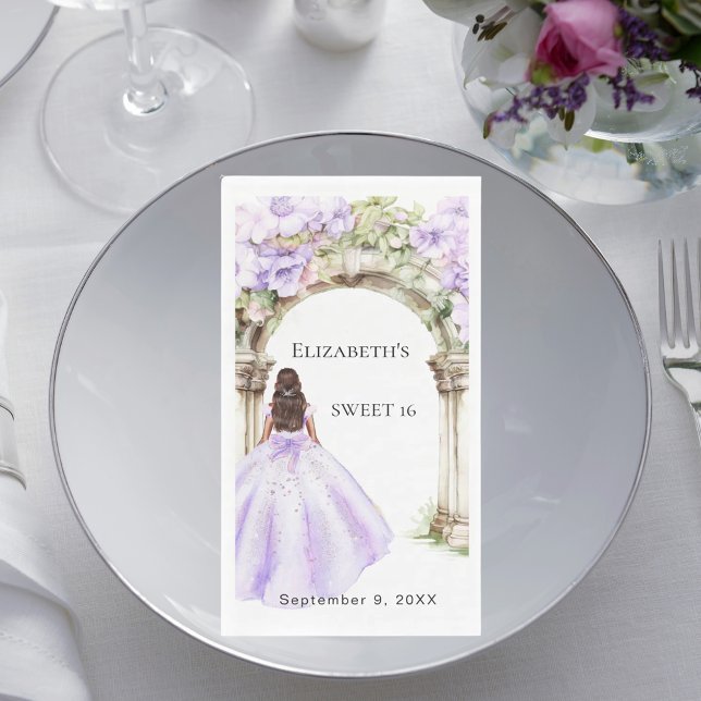 Lavendel Blumen Bogen Kleid Sweet 16 Serviette (Von Creator hochgeladen)