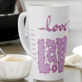 Lavendel Blumen Chunky Text Slogan mit Namen Milchtasse