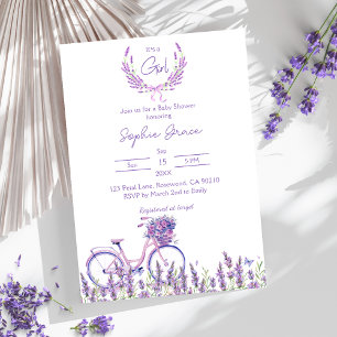 Lavendel-Blumen-Fahrrad-Baby-Party Einladung