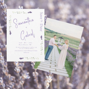 Lavendel-Blumen-Foto-Speichern Sie das Datum Save The Date