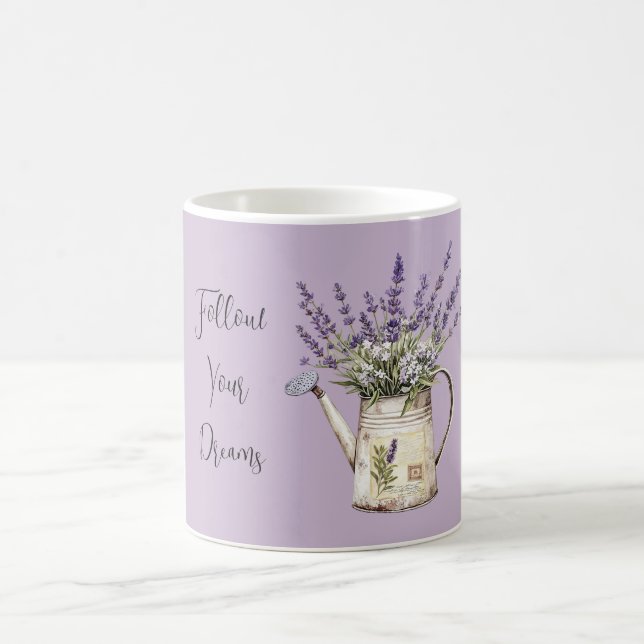 Lavendel-Blumen-Gießkanne Kaffeetasse (Mittel)