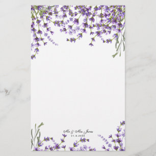 Lavendel-Blumen Grünpflanzen Hochzeitsnotiz Briefpapier