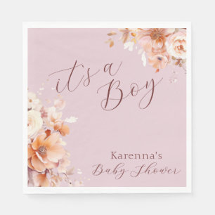 Lavendel Blumen Herbst Es ist ein Junge Baby Showe Serviette