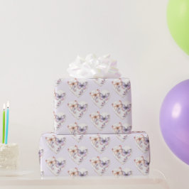Lavendel-Blumen-Herz Rosa Schmetterlinge Geburtsta Geschenkpapier
