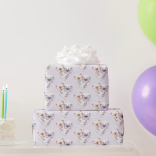 Lavendel-Blumen-Herz Rosa Schmetterlinge Geburtsta Geschenkpapier
