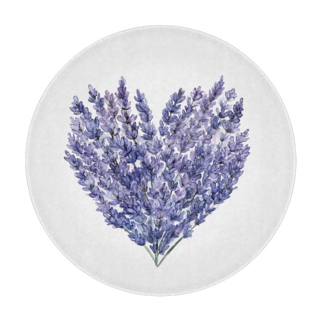 Lavendel Blumen Herz Schneidebrett (Vorderseite)