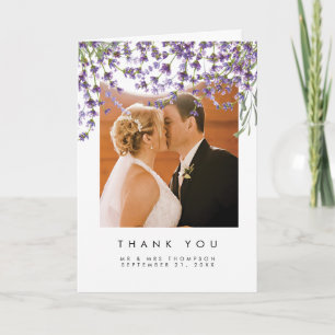 Lavendel-Blumen-Hochzeit-Dankeschön-Fotokarte Dankeskarte