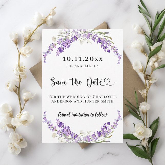 Lavendel Blumen Hochzeit Save the Date (Von Creator hochgeladen)