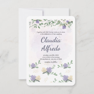 Lavendel-Blumen-Hochzeitseinladung Dankeskarte