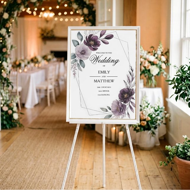 Lavendel-Blumen-Hochzeitsposter-Schild Poster (Von Creator hochgeladen)