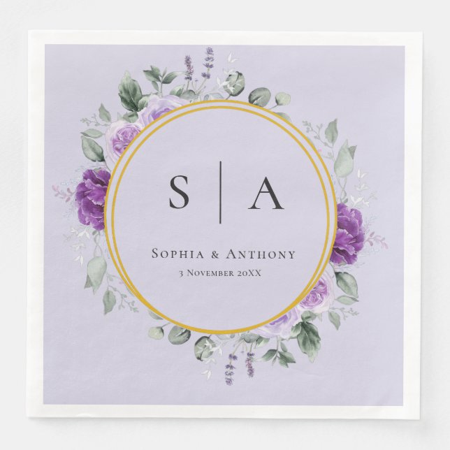 Lavendel Blumen Hochzeitsservietten Serviette (Vorderseite)