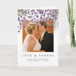 Lavendel-Blumen Liebe- und Dankes-Fotokarte Dankeskarte
