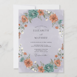 Lavendel-Blumen-Malerische-Flora-Hochzeit Einladung