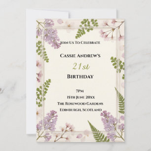 Lavendel-Blumen-Meilenstein-Geburtstag Einladung