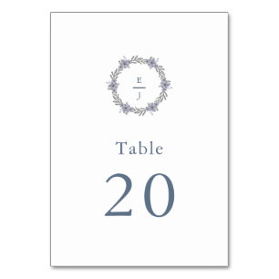 Lavendel-Blumen-Monogramm-Hochzeitstisch-Nummer Tischnummer