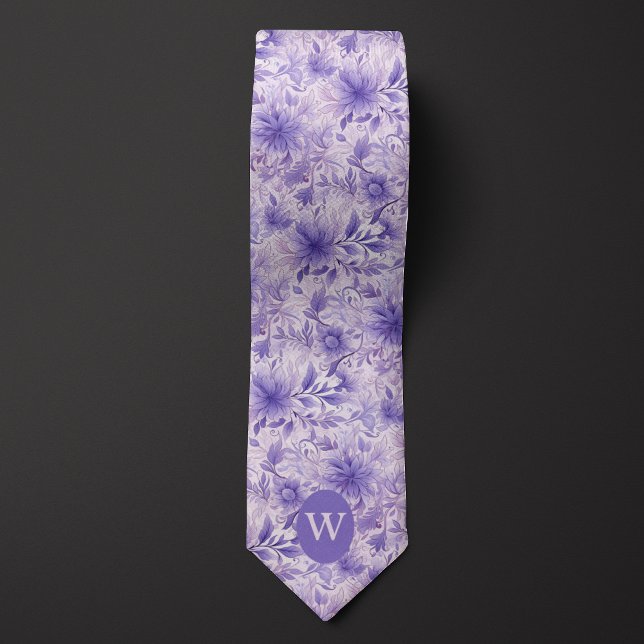 Lavendel-Blumen-Monogramm Krawatte (Von Creator hochgeladen)