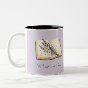 Lavendel-Blumen- offenes Buch Botanische Illustrat Zweifarbige Tasse