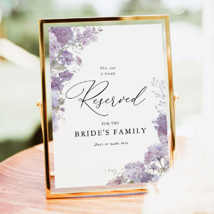 Lavendel Blumen reservierter Sitz Hochzeitsschild  Poster