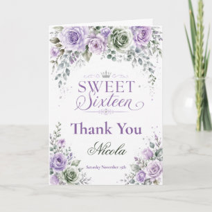 Lavendel-Blumen Sweet Sixteen Dankeskarte