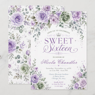 Lavendel Blumen Sweet Sixteen Einladung