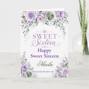 Lavendel-Blumen-Sweet Sixteen Karte