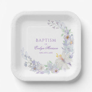 Lavendel-Blumen-Tauf-Papierteller Pappteller
