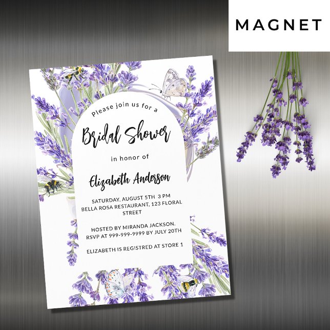 Lavendel Blumen violettes luxuriöses Brautparty Magneteinladung (Von Creator hochgeladen)